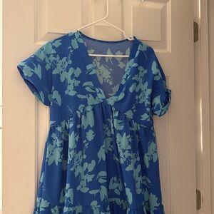Blue and green dress can be used as a beach coverup